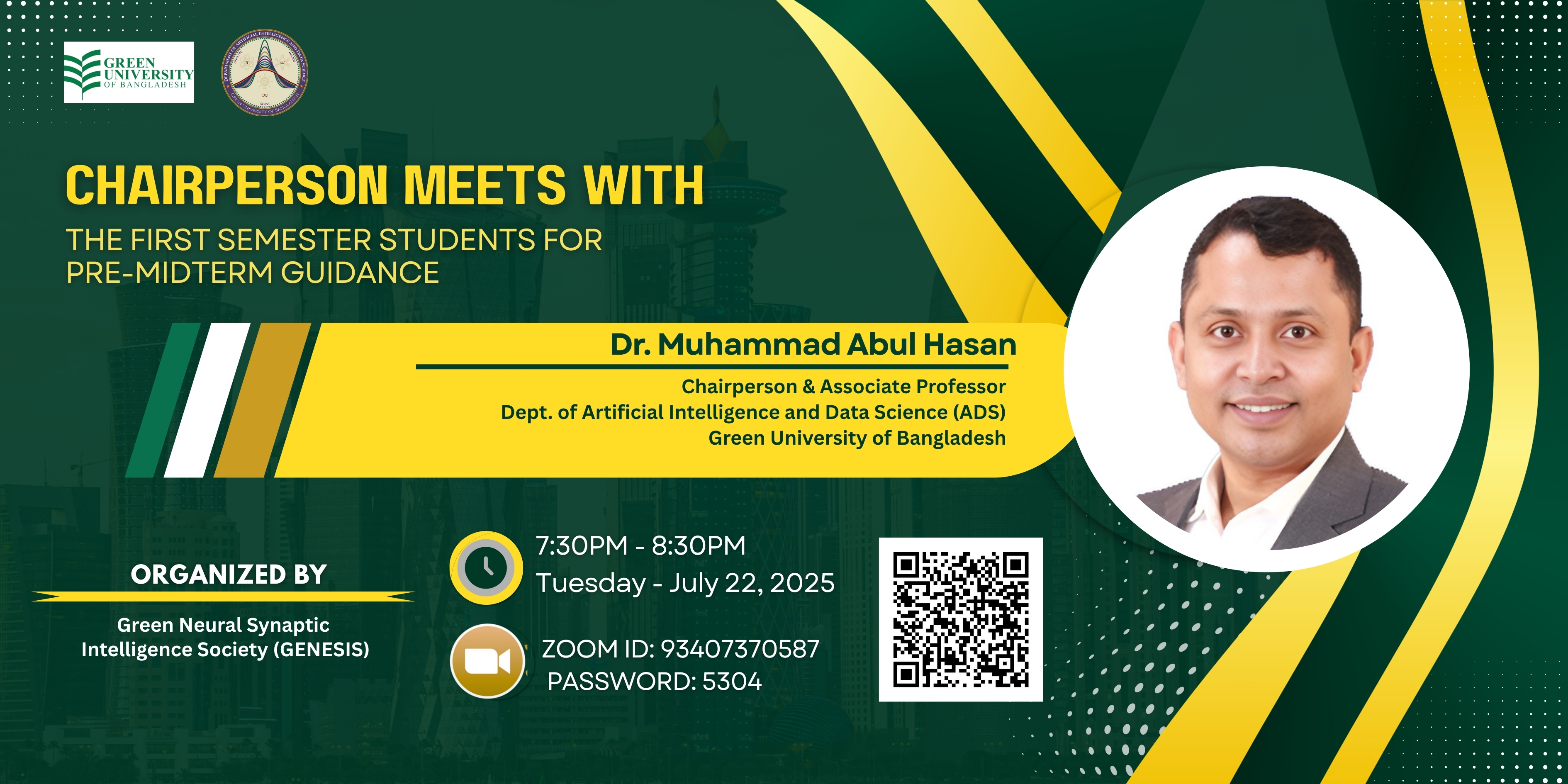 Event Image for Successful completion of online discussion session titled “Chairperson Meets with First Semester Students for Pre-Midterm Guidance, Summer 2025, Dept. of ADS